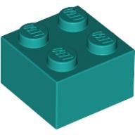 Lego kostka (kostička) 2x2, tmavě tyrkysová (4120399)